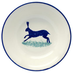 Hinchcliffe & Barber Dorset Delft Hare Cereal Bowl, White/Blue, Dia.17.5cm